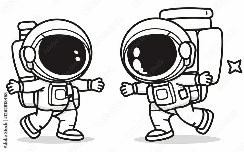 astronaut noir with spaceship, 2d Sticker, colorful, t-shirt clean design, illustration ai generated astronaut noir with spaceship, 2d Sticker, colorful, t-shirt clean design, illustration ai generated