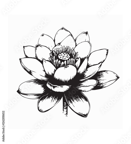 Water Lily Vector Images. Water Lily White and Black Vector Images 