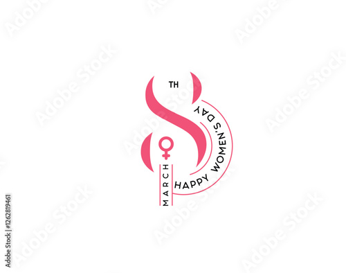 Happy Women's Day Stylish Typography Text. 8 march Vector Illustration