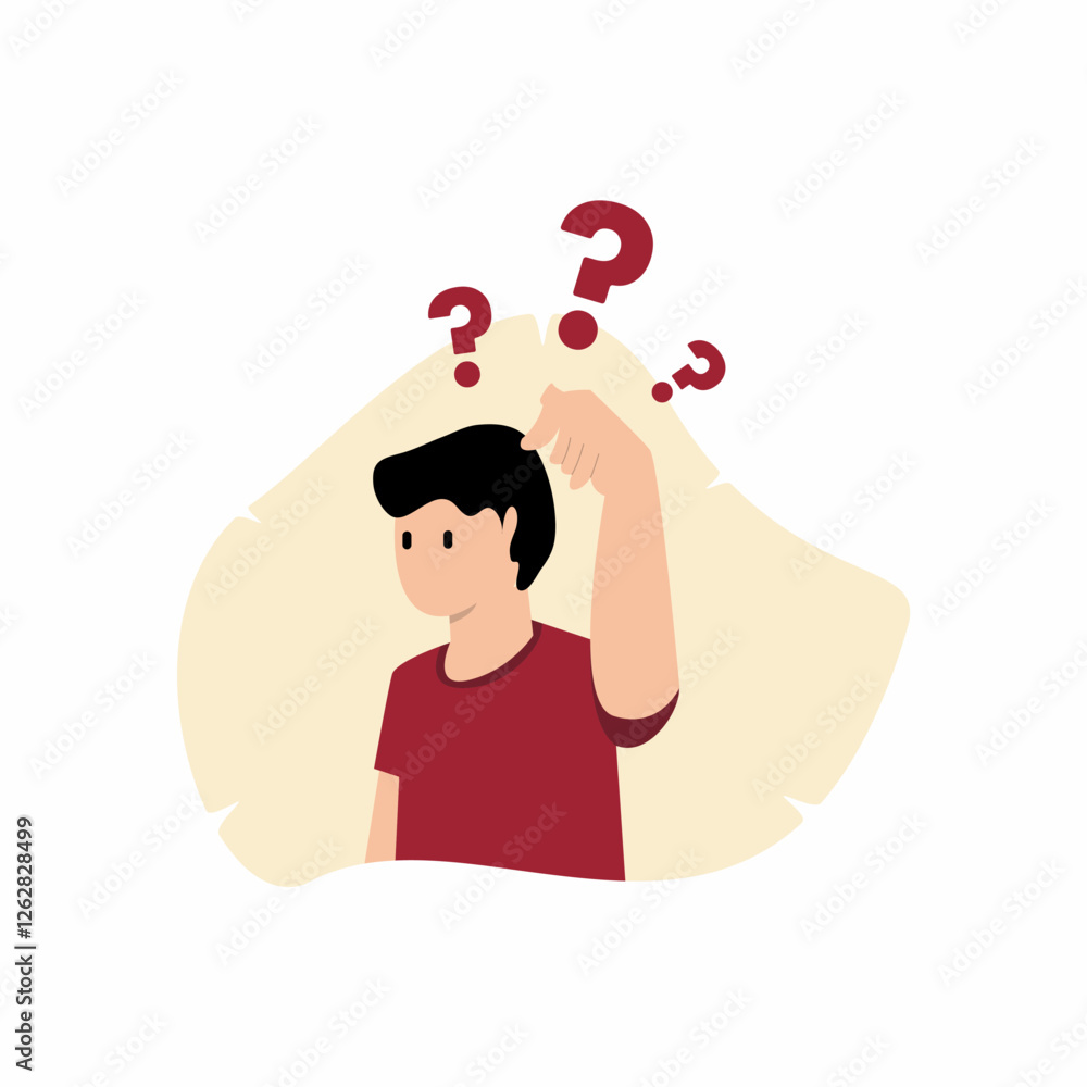 2D Illustration of a Confused Character, Lost in Thought Confused Cartoon Character 2D Illustration of a Confused Character, Lost in Thought Confused Cartoon Character