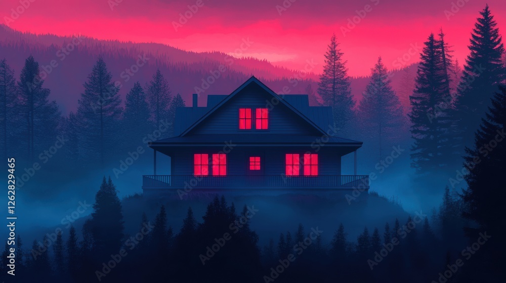 Fototapeta premium Artistic Visualization of a Dream Home in Serene Landscape