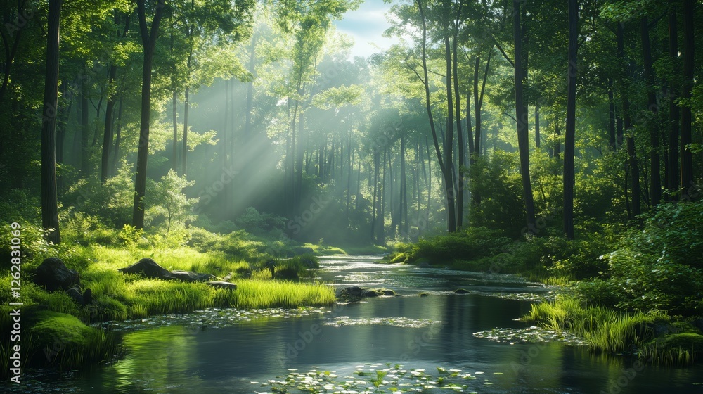 Green and lush forest secret realm Green and lush forest secret realm