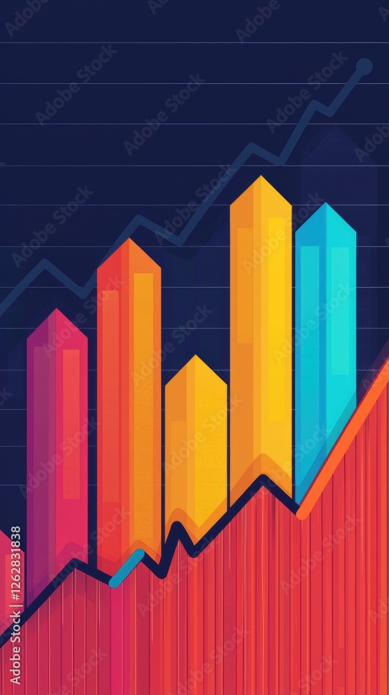Fototapeta premium Artistic Graph Portrayal Displaying Economic Trends and Growth