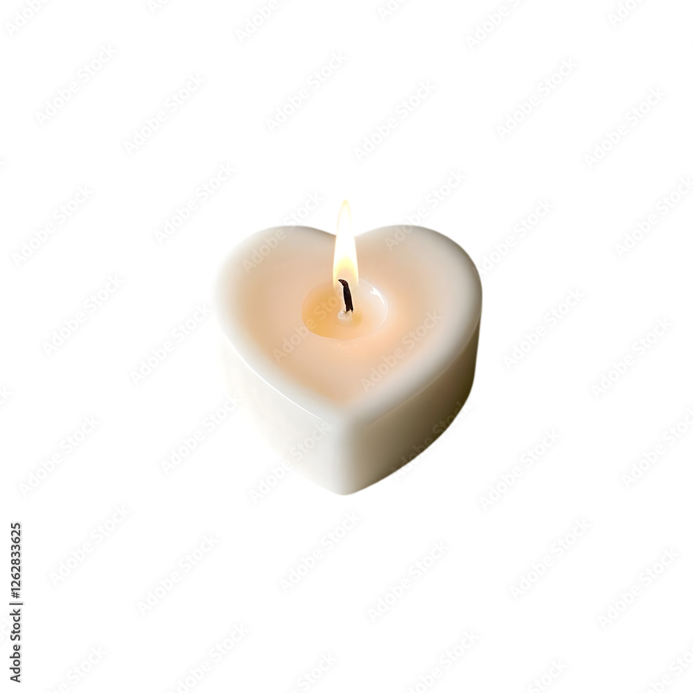 white heart shaped candle on transparent background white heart shaped candle on transparent background