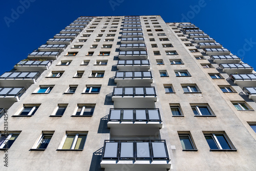 Obraz na płótnie Facade of Great Panel type of apartment building in Goclaw area of Warsaw, Poland w salonie