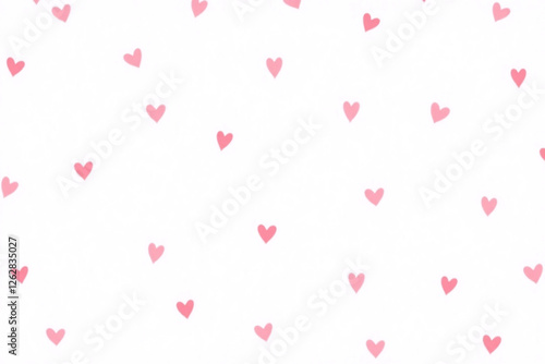 seamless pattern of small pink hearts on white background