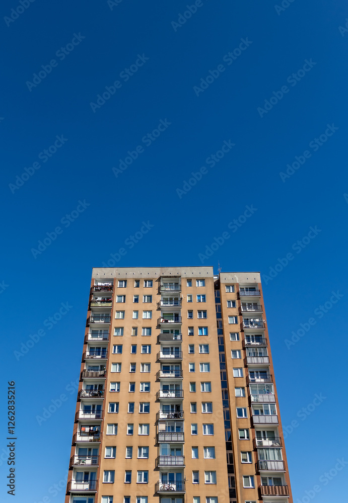 Great Panel type of apartment building in Goclaw area of Warsaw, Poland