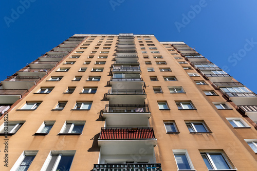 Obraz na płótnie Facade of Great Panel type of apartment building in Goclaw area of Warsaw, Poland w salonie