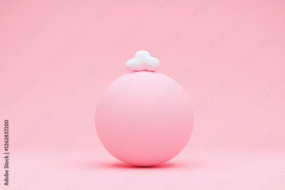 pink circular object smooth material white cloud pink background pink circular object smooth material white cloud pink background