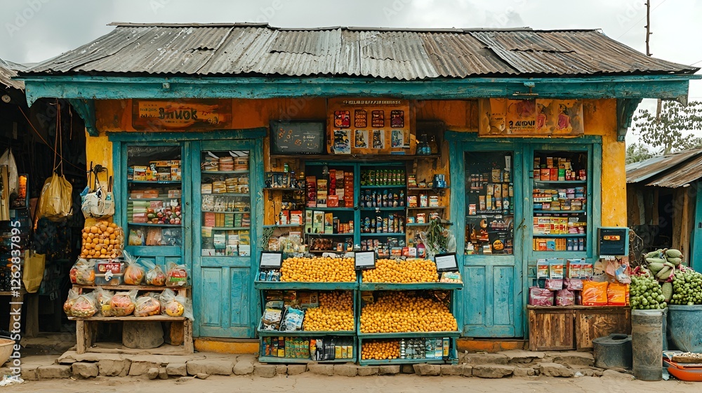 Fototapeta premium Colorful African market store front