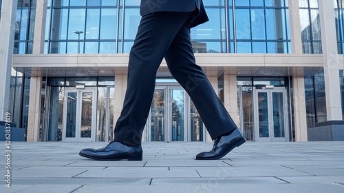 Businessman Walking Toward Modern Building