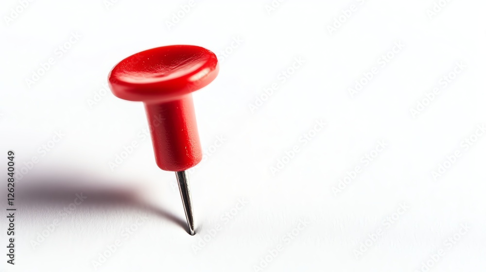 Red pushpin on a white isolated background Red pushpin on a white isolated background