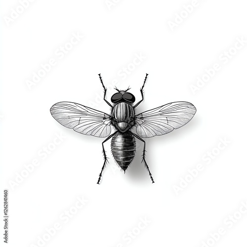 Detailed illustration of a fly on a white isolate background.