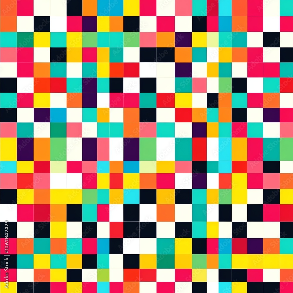 Colorful abstract pattern with vibrant squares on a white background. Colorful abstract pattern with vibrant squares on a white background.