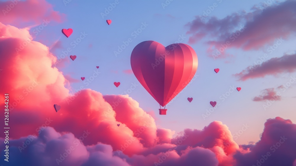 Fototapeta premium Abstract background with a glittering red heart on colorful bokeh lights, with space for a Valentine's Day greeting card design.