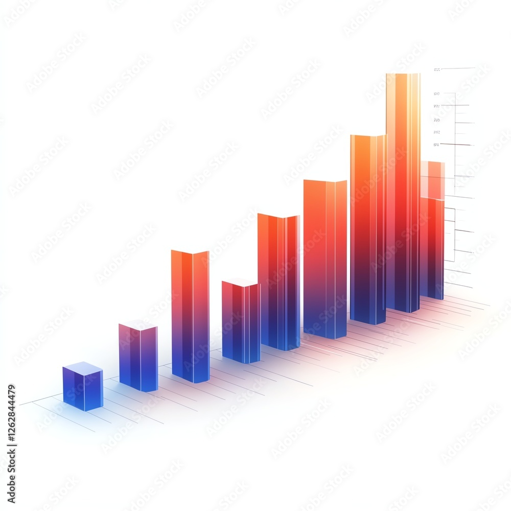 Colorful bar chart showing growth on a white isolated background. Colorful bar chart showing growth on a white isolated background.