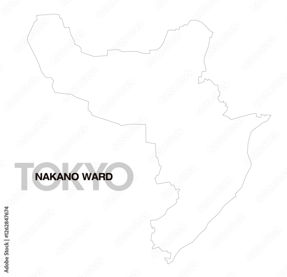 Fototapeta premium 東京都中野区の白地図
