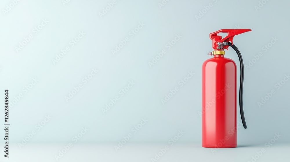 Fototapeta premium Red Fire Extinguisher Isolated on a Light Background for Safety and Emergency Preparedness Concepts