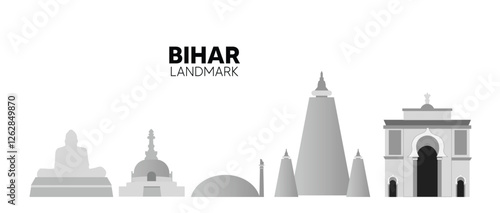 Bihar Landmarks vector on white isolated