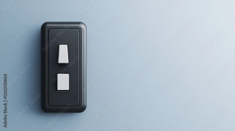 Black Light Switch on a Soft Blue Wall Background with Two Toggle Switches for Modern Home Decor Black Light Switch on a Soft Blue Wall Background with Two Toggle Switches for Modern Home Decor