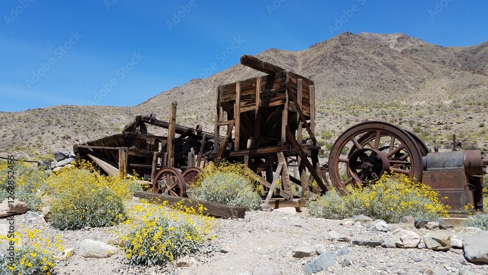 Obraz premium California Mining History, Old Mill Equipment, Warm Springs Camp, Death Valley