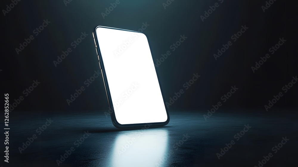Glowing Smartphone Display in Dark Environment with Empty Screen Glowing Smartphone Display in Dark Environment with Empty Screen