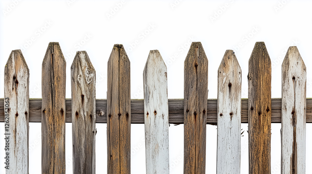 Rustic fence on a white background Rustic fence on a white background