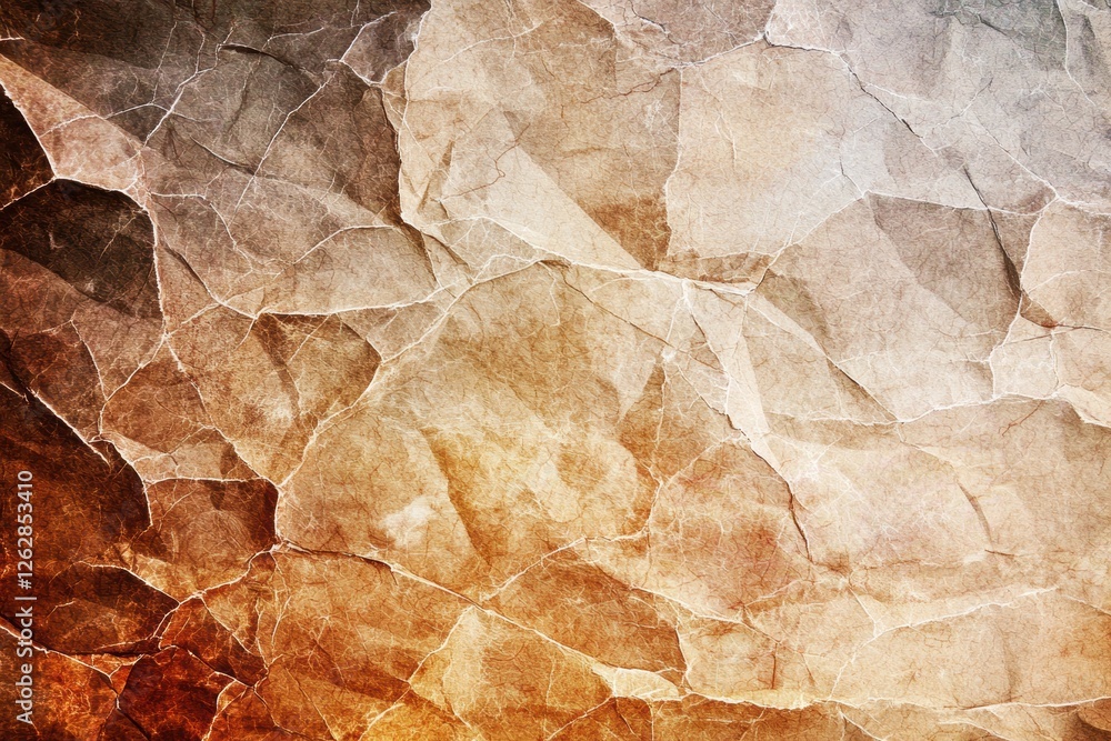 Fototapeta premium Abstract Crumpled Brown and Beige Paper Texture Background Grunge Vintage Style Design