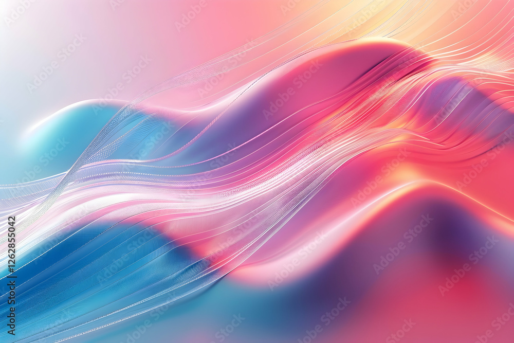 Obraz premium Abstract flowing waves in vibrant pink and blue hues, creating a dynamic and serene atmosphere