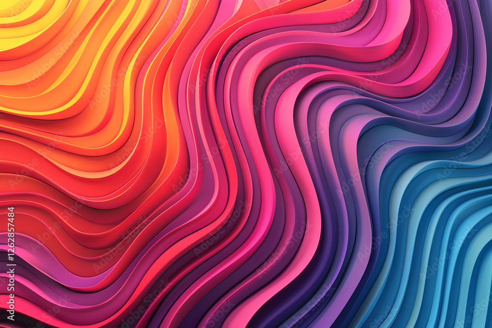 Obraz premium Colorful abstract wavy patterns showcasing vibrant hues blending seamlessly in a dynamic display