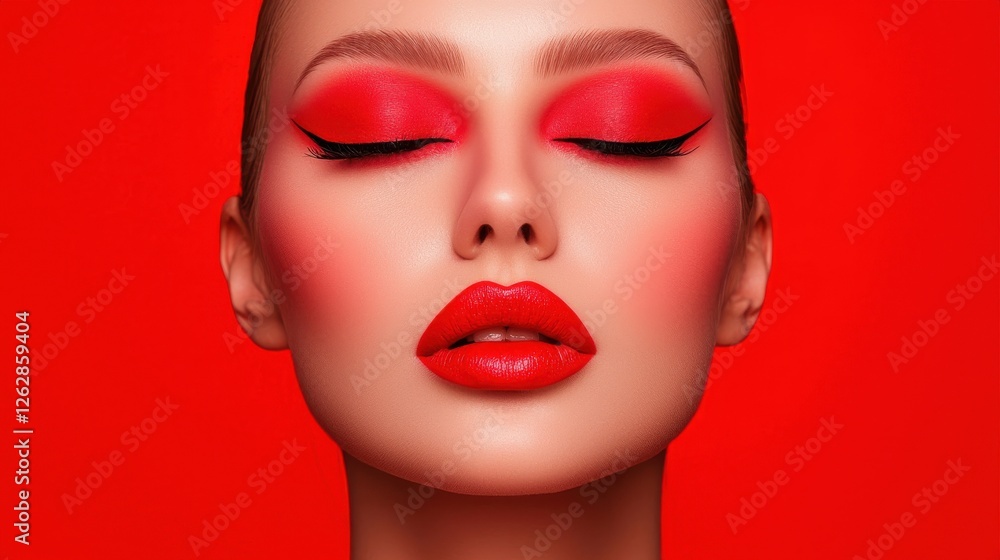 Captivating High Gloss Makeup Portrait with Bold Eyebrows and Striking Lip Color Captivating High Gloss Makeup Portrait with Bold Eyebrows and Striking Lip Color