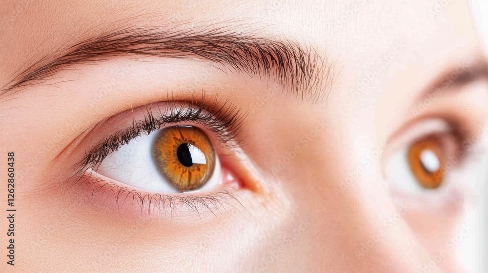 Obraz premium Close-up of person's eyes focusing on distant blurry object, symbolizing short-sightedness and visual challenges.