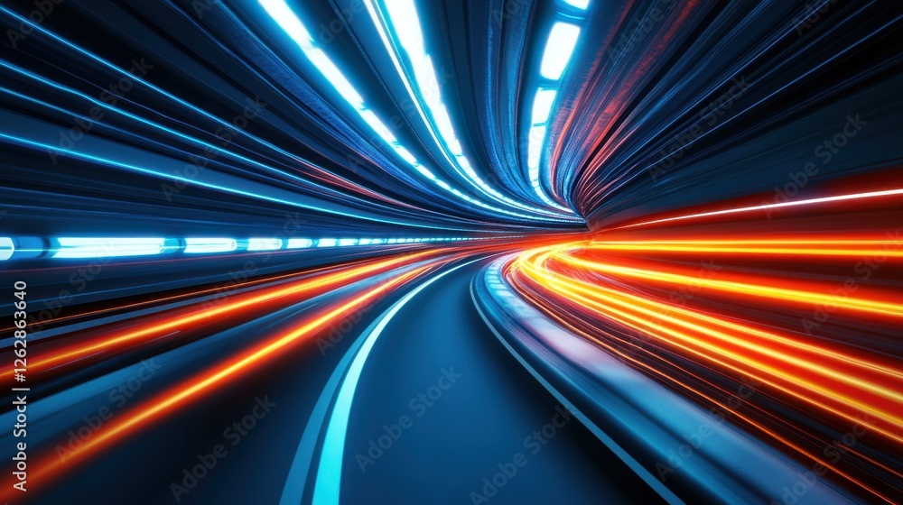 3D render, an abstract futuristic background with neon light rays and a tunnel of lights in purple, pink, and blue colors. 3D render, an abstract futuristic background with neon light rays and a tunnel of lights in purple, pink, and blue colors.