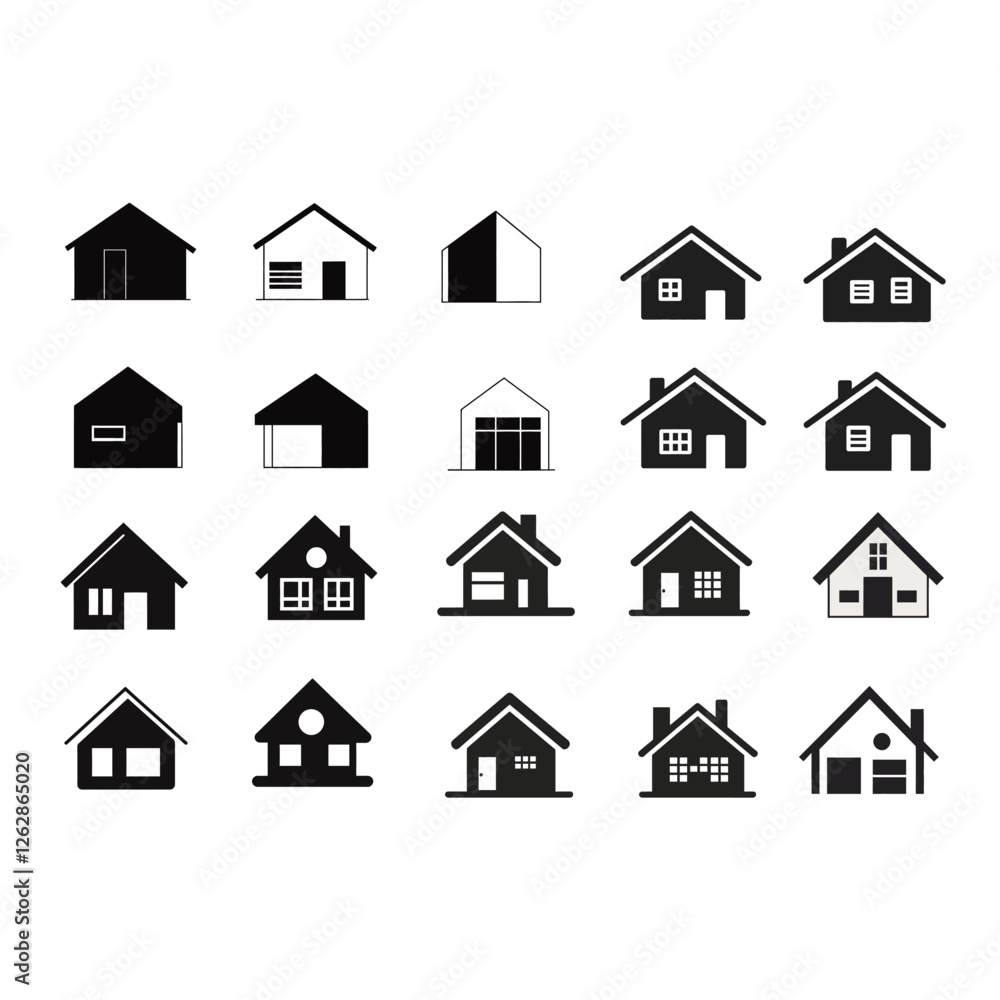 Black and white icon of a real estate house, featuring a simple yet striking design that captures the essence of a home. Ideal for real estate, property-related projects, or any design Black and white icon of a real estate house, featuring a simple yet striking design that captures the essence of a home. Ideal for real estate, property-related projects, or any design