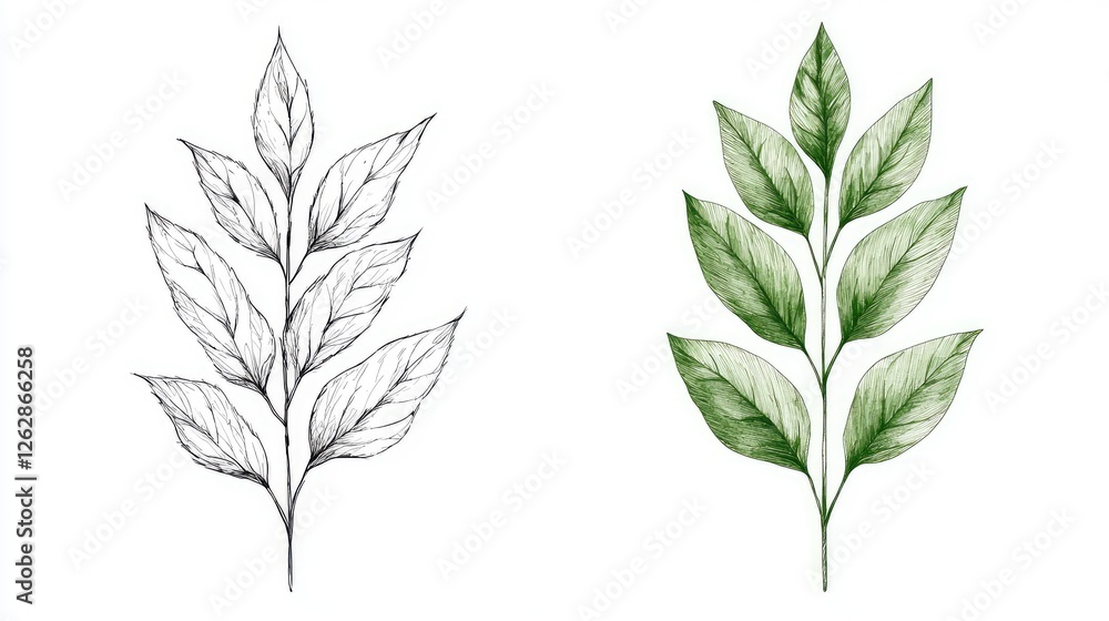 Fototapeta premium Hand Drawn Botanical Branch Illustration