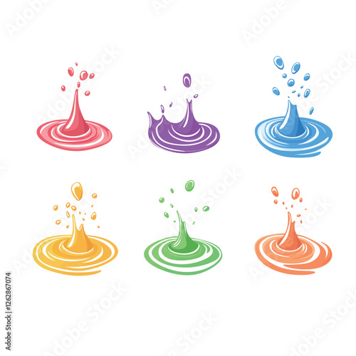 Colorful Splashing Water Vector Illustration in Dynamic and Refreshing Style