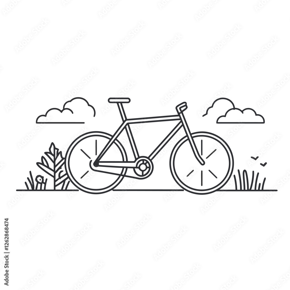 Fototapeta premium Simple and Cute 2D Flat Bicycle Vector Illustration in Minimalist Cartoon Style