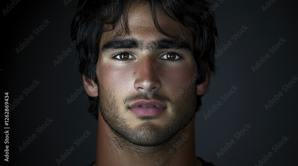 Close-Up Portrait of an Individual with Intrinsic Facial Features Close-Up Portrait of an Individual with Intrinsic Facial Features