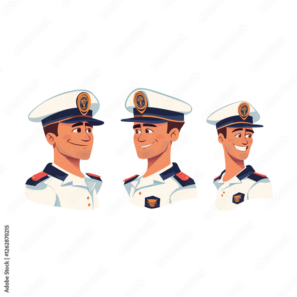 Cartoon Sailor Captain Vector Illustration with Nautical Hat and Beard in a Cute and Playful Style Cartoon Sailor Captain Vector Illustration with Nautical Hat and Beard in a Cute and Playful Style