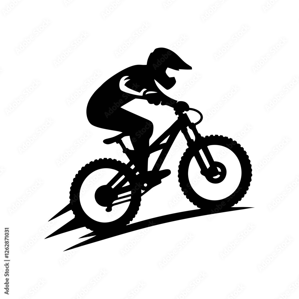 Naklejka premium logo bike downhill enduro freeride silhouette black icon on white background