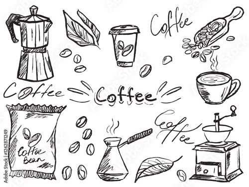 Filter coffee making equipment black drawing in black brush stroke texture isolated on white background. Hand drawn vector sketch illustration in vintage charcoal ink. Menu design, cafe