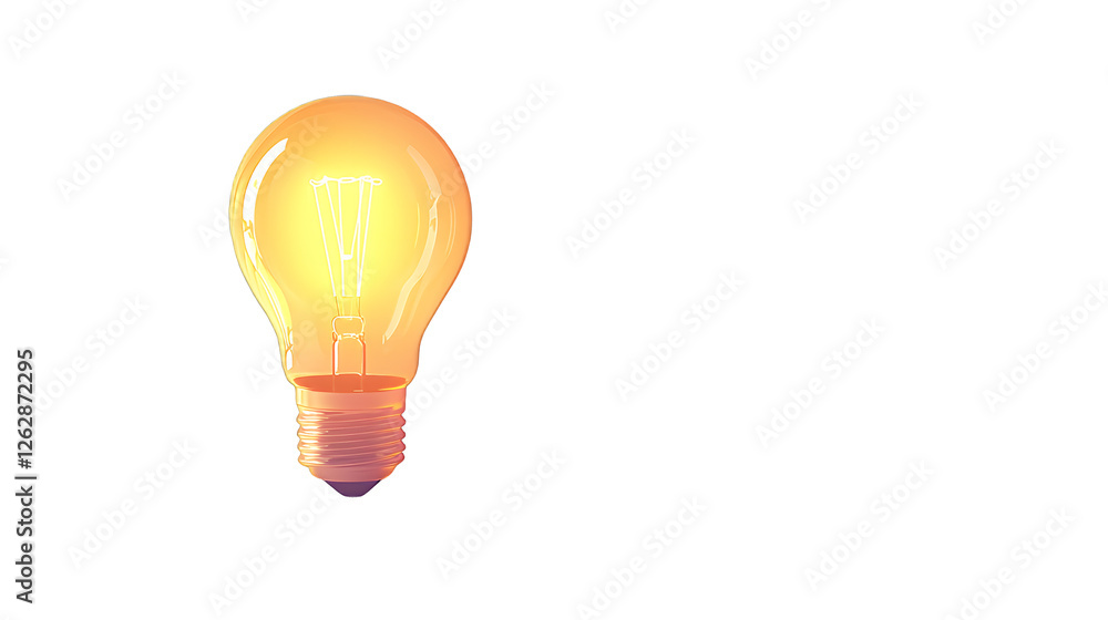 Fototapeta premium a glowing yellow light bulb on a transparent background, PNG image, PNG file, Generative art.