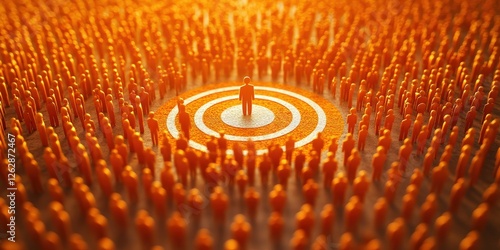 Targeting Niche Markets with Segmented Customer Groups in 3D Infographic Style on Warm Orange Background