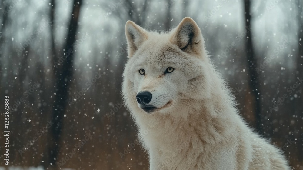 Obraz premium Arctic Wolf in Snowy Forest