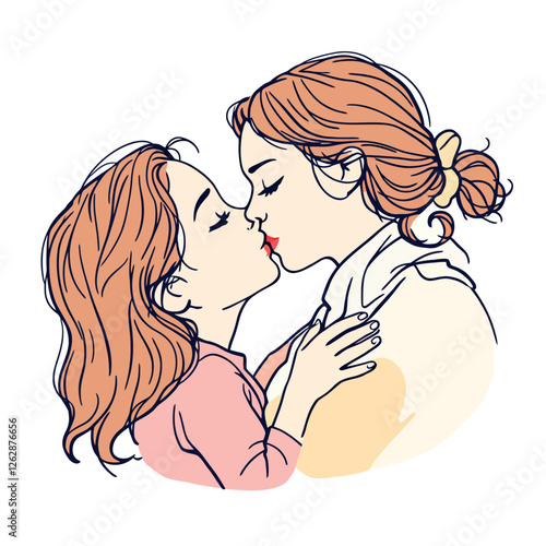 Mother and daughter sharing a tender kiss, embracing love and family bonds