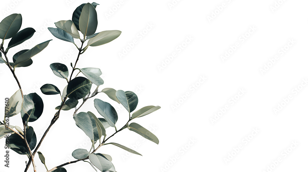 Obraz premium a branch of a plant with green leaves on a transparent background, PNG image, PNG file, Generative art.