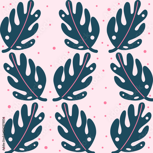 Seamless pattern with abstract floral doodle shapes. Hand drawn minimalist leaves. Modern isolated vector illustration.