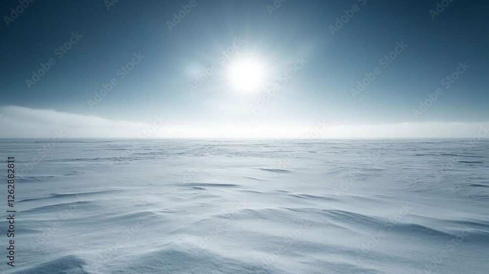 Vast Arctic or Antarctic Winter Landscape with Bright Sun Vast Arctic or Antarctic Winter Landscape with Bright Sun