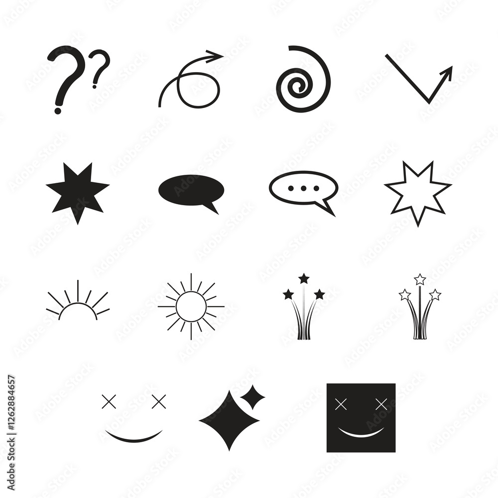 Fototapeta premium Minimalist Hand-Drawn Symbols and Icons Set
