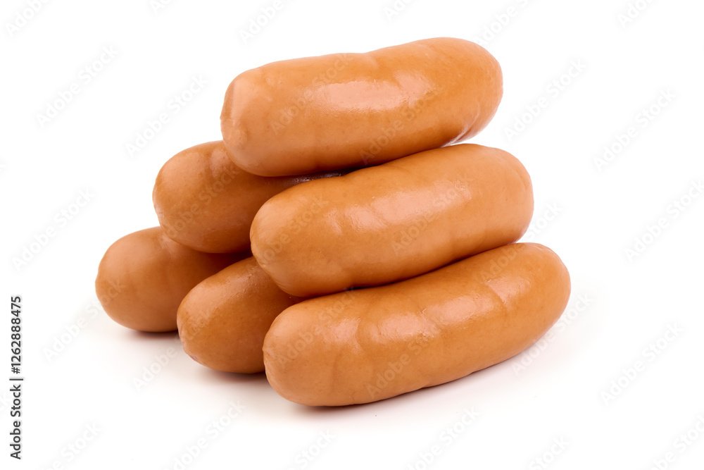 Fresh Boiled Sausages Isolated on White Background. Fresh Boiled Sausages Isolated on White Background.